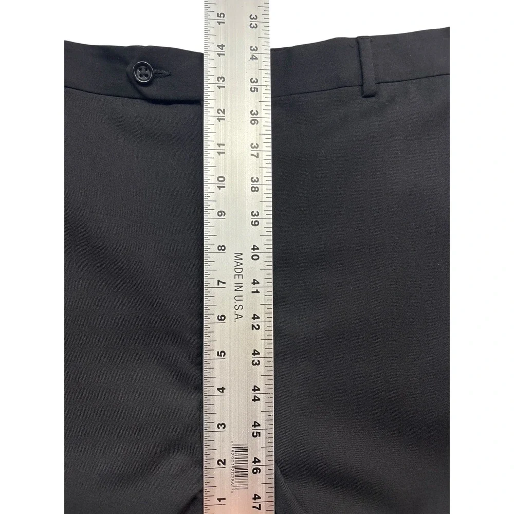 Stafford 50L 44x32 Black 3pc Pant Suit Wool All Season Flat Front Classic Fit